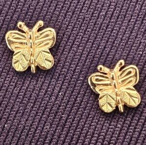 Vintage Black Hills Gold Butterfly Earrings 10k Gold